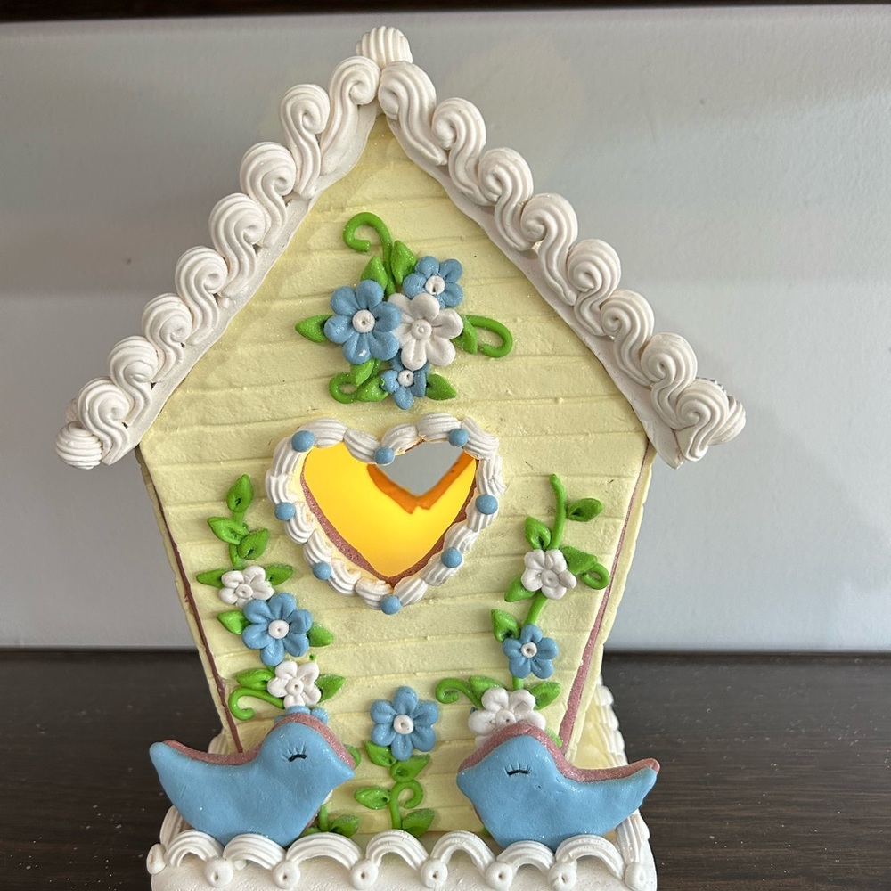 8" Illuminated Birdhouse with Floral Accents by Valerie
